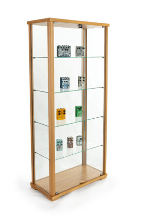 Glass Display Case, Adjustable Shelves, Locking, Ships Unassembled - Wooden