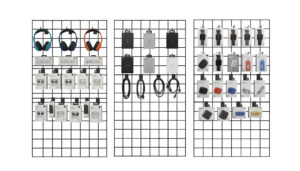 Gridwall Panel Display with Metal Wire and Glossy Finish in Set of 3