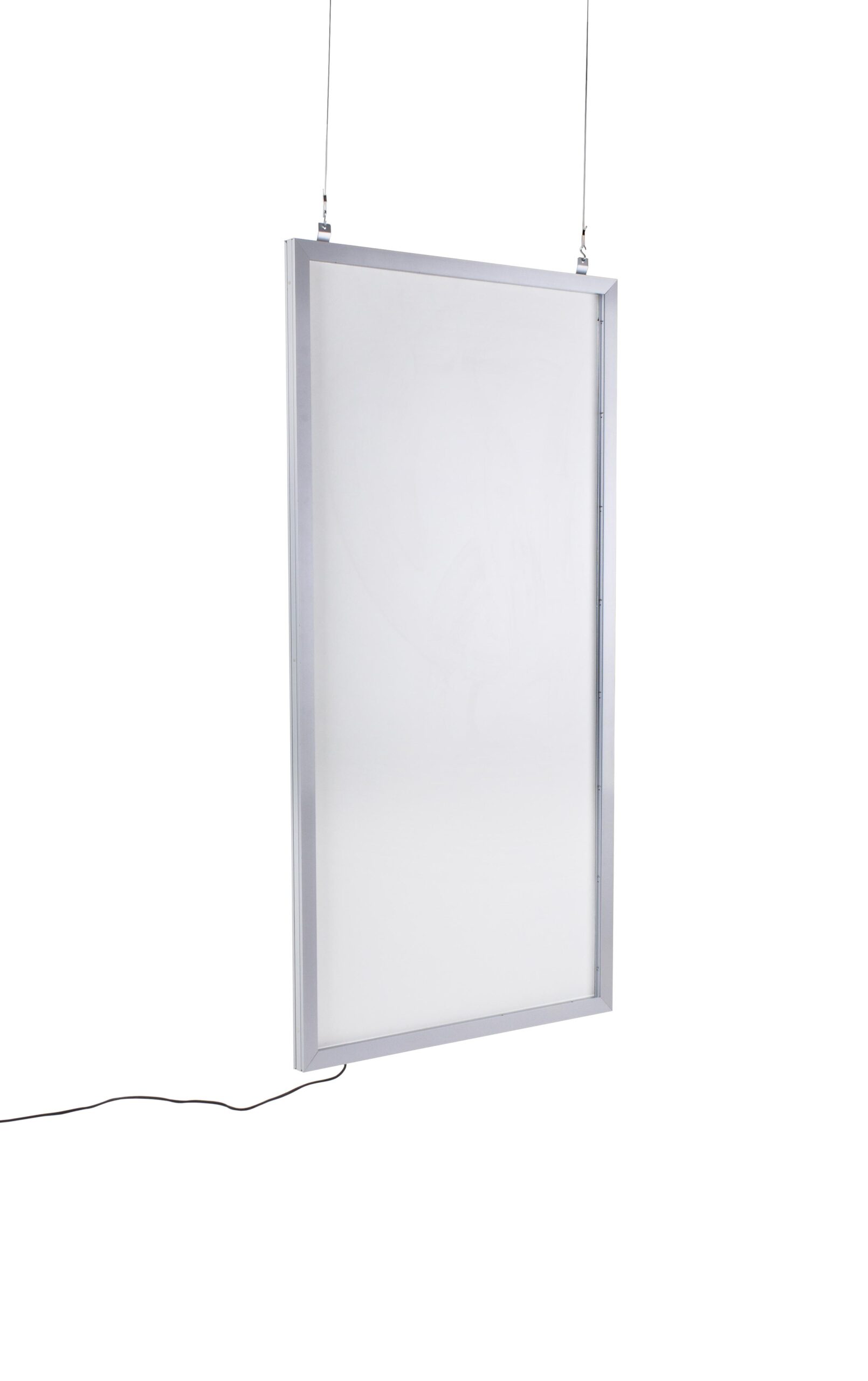 Hanging Poster Holder for Windows, Double-Sided, Illuminated - Silver