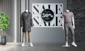 Headless Mannequins w/ Glass Base, Standing Poses, Male - White