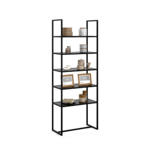 Ladder Display Shelf with Open Aluminum Frame and 5 Tiers - Black
