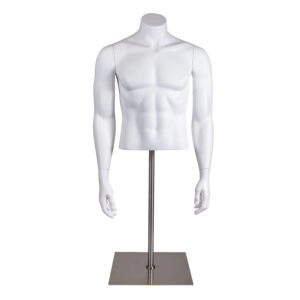 Male Mannequin Torsos w/ Metal Base, Fully Formed Hands - White