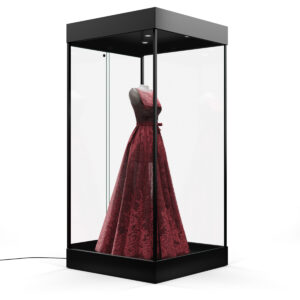 Mannequin Display Case with LED Top Lights and Locking Door - Black