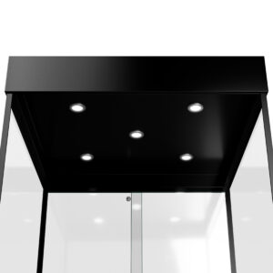 Mannequin Display Case with LED Top Lights and Locking Door - Black