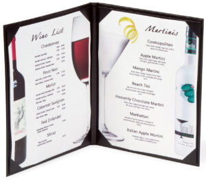 Menu Cover for 8.5 x 11 Menus, Photo Album Corners, Double Panel - Black