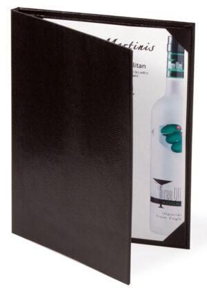 Menu Cover for 8.5 x 11 Menus, Photo Album Corners, Double Panel - Black