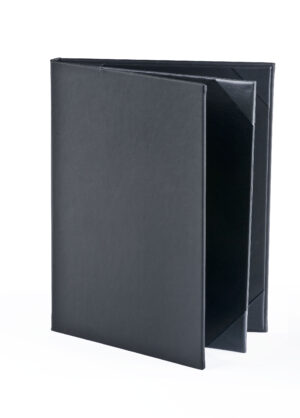 Menu Cover Holds (4) 8.5 x 11 Menus, Photo Album Corners, 3-Panel - Black