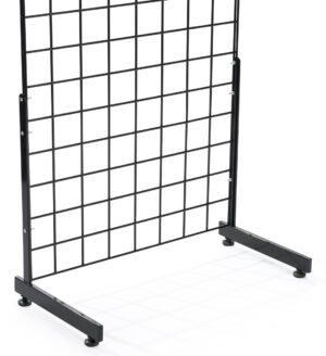 Metal “L” Shaped Gridwall Base, Holds Single Panel - Black