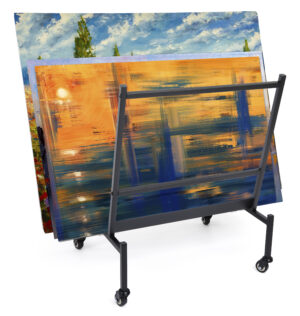 Mobile Art Display Rack, Holds Up to (50) 24" x 36" Art Protectors - Black