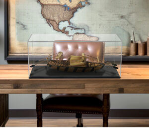 Model Display Case w/ Lift-Off Top, Removable Ring Riser - Black