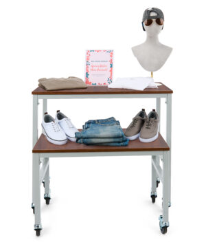 Nesting Display Tables, Rectangular, Caster Wheels, Set of 2