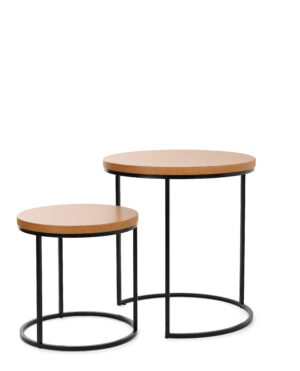 Nesting Retail Tables, Round Cork Top, Set of 2, Ships Assembled - Black