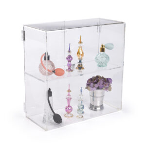 Recycled Acrylic Countertop Display Cases w/ Fixed Shelf & Locking Door - Clear