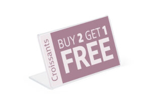 Recycled Acrylic Countertop Sign Holder, Slant Back Design - Clear