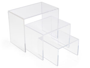 Recycled Acrylic Riser Display, U-Shaped Risers, Set of 3 - 6, 8 and 10