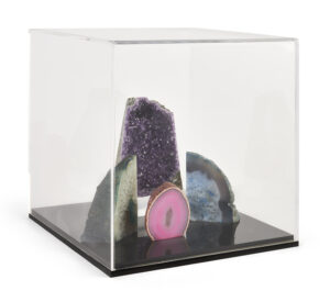 Recycled Acrylic Square Countertop Display Case w/Removable Top - Black Base