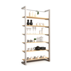 Retail Wall Display, 6 Adjustable Shelves, 12" Brackets – Maple