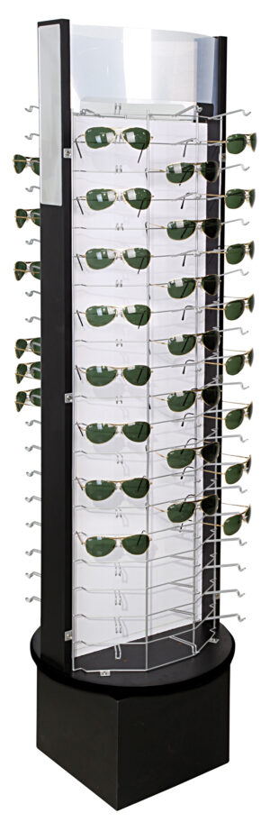 Rotating Eyeglass Display w/ Mirrors, Floor Standing, Holds 120 Pairs - Black