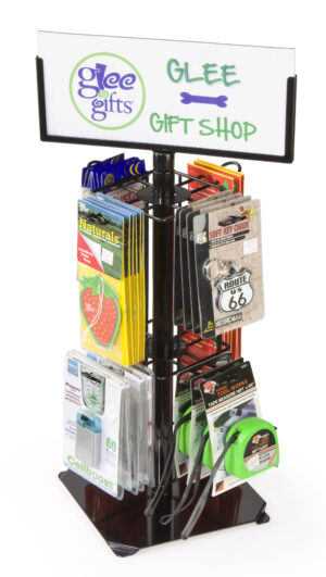 Rotating Wire Rack w/ Sign Holder, 2 Tiers, 8 Pegs - Black