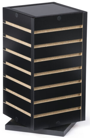 Slatwall Cube Display for Countertop, 4 Sides, Spinning Base - Black