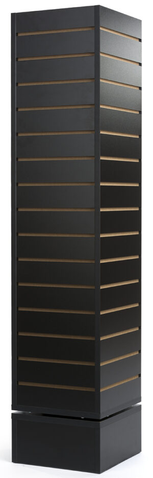 Slatwall Cube Fixture for Floor, 4 Sides, Rotating - Black