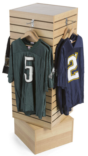 Slatwall Cube Tower for Floor, 4 Sides, Rotating - Maple