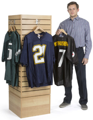 Slatwall Cube Tower for Floor, 4 Sides, Rotating - Maple