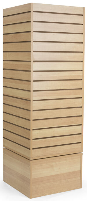 Slatwall Cube Tower for Floor, 4 Sides, Rotating - Maple