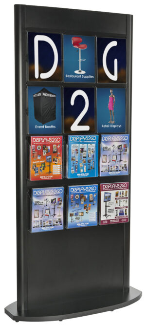 Slatwall Kiosk with 8.5" x 11" Sign Frames, Top Insert, Double-Sided - Black