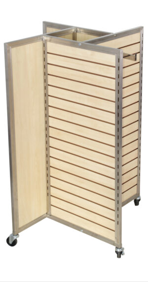 Slatwall Pinwheel Fixture, 4 Sides, Wheels - Maple