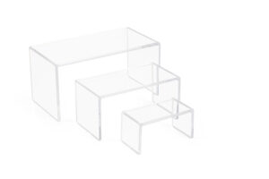 U-Shaped Acrylic Risers, Stackable, Set of 3 - Clear