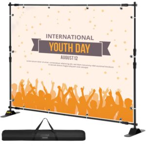 Banner Stand for 4.6-8 ft w Graphics, Adjustable Height - Black