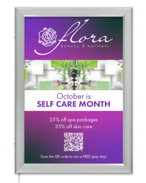 Wall Mounted Backlit LED Poster Frame, Swing Open, Lockable