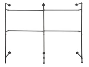 Wall Mounted Dual Pipeline Display, 4 Clothing Hanger Racks – Black