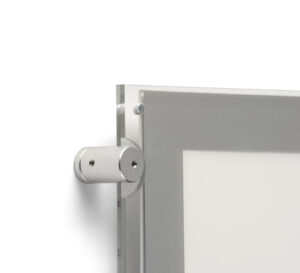 Wall Mounted LED Sign Holder, Magnetic Open, Standoffs, Illuminated - Clear