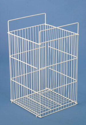 Wire Dump Bin w/ Adjustable Shelf, Floorstanding - White