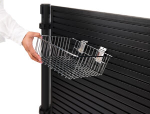 Wired Metal Baskets, Two Sizes, Compatible with Leading Slatwalls - Silver