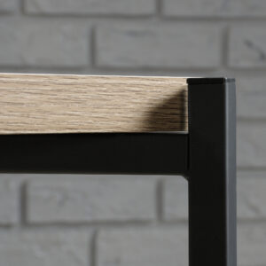 Wood and Metal Shelving Unit with 5-Tier Design, Closed Back - Oak