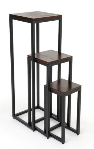 Wood Nesting Display Tables, Square, Set of 3 – Dark Brown Finish