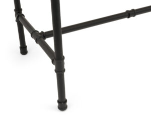 Wooden Pipeline Nesting Table, Removable Shelf, Rectangular, Metal Legs – Dark Brown