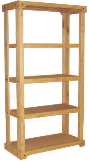 Wooden Retail Shelving Unit with 3 Shelves, Open Back – Natural Finish