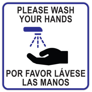 12 x 12 Pre-Printed Vinyl Window Cling - Bilingual Hand Washing Message