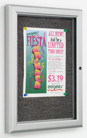 12 x 17-Inch Enclosed Bulletin Board with Locking Door - Silver