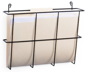 13”w Single Pocket Steel Wire File Holder for Hanging or Wall Mounting - Black