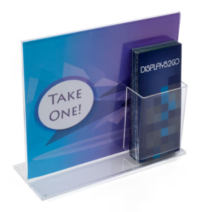 Countertop Sign Holder with Pamphlet Pocket, T-Style Design - Clear