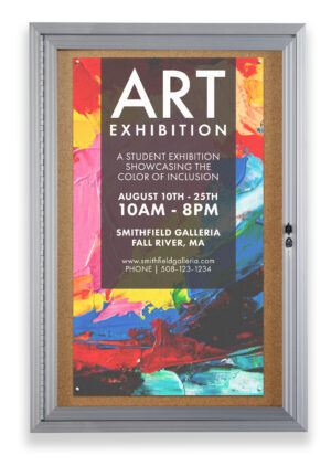 30" x 36" Enclosed Cork Board - Acrylic Swing-Open Door