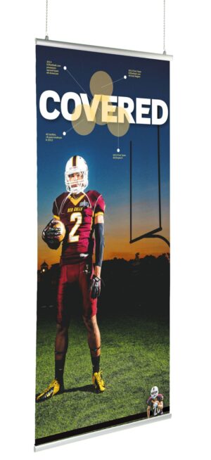 36-inch Hanging Banner Rails, Hinged Grip Closure Design - Silver