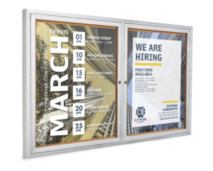 60" x 36" Locking Cork Board | 2 Swinging Doors