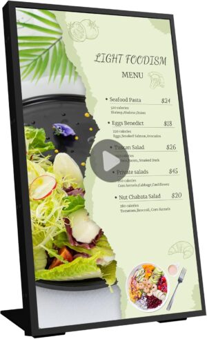 Digital Menu Board 18.5 Inch 700 Nits Ultra-Bright Android Display with Free Web Editor, Desktop Digital Signage for Stores, Restaurants & Commercial Use