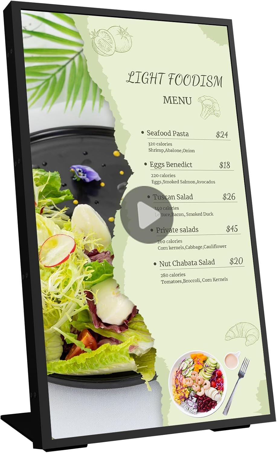 Digital Menu Board 18.5 Inch 700 Nits Ultra-Bright Android Display with Free Web Editor, Desktop Digital Signage for Stores, Restaurants & Commercial Use